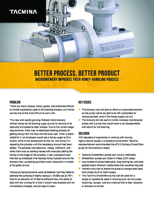 Tacmina Brochure Brewery Honey Handling Success Story