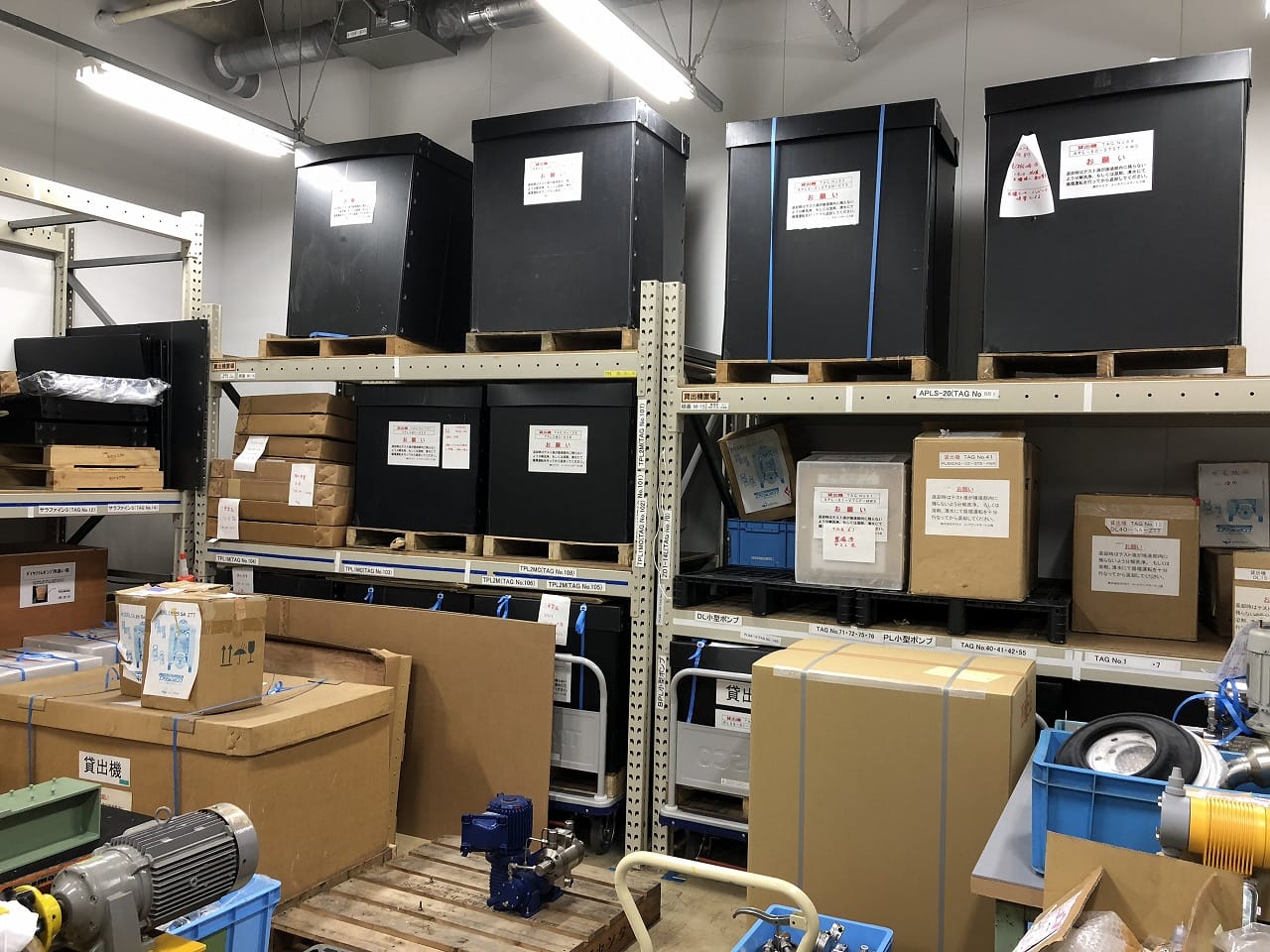 Tacmina Storage Room Showing A Large Stock Of Pumps Available For Free Trials At Customer Sites